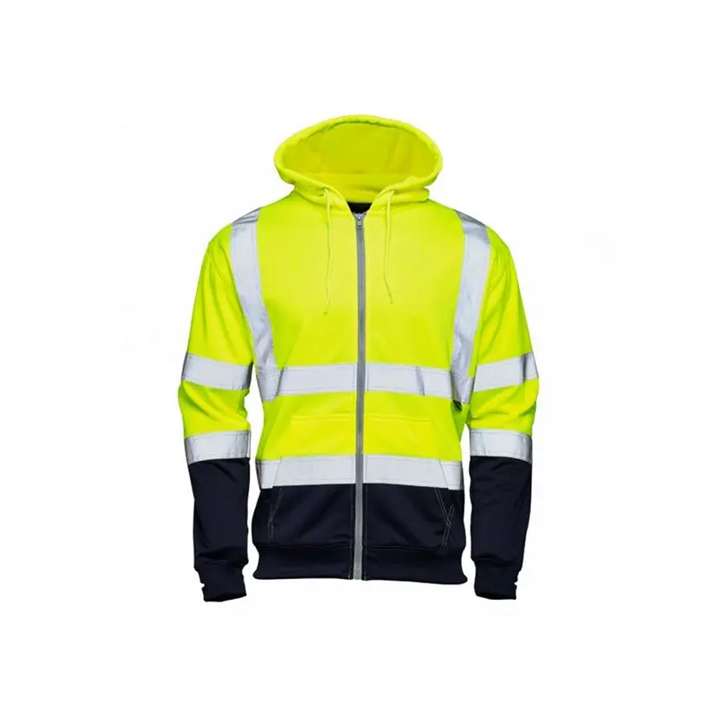 Hi-Vis 2 Tone Hooded Zipped Sweatshirt